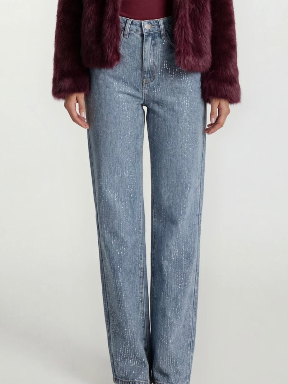 Jeans cascata brillantini