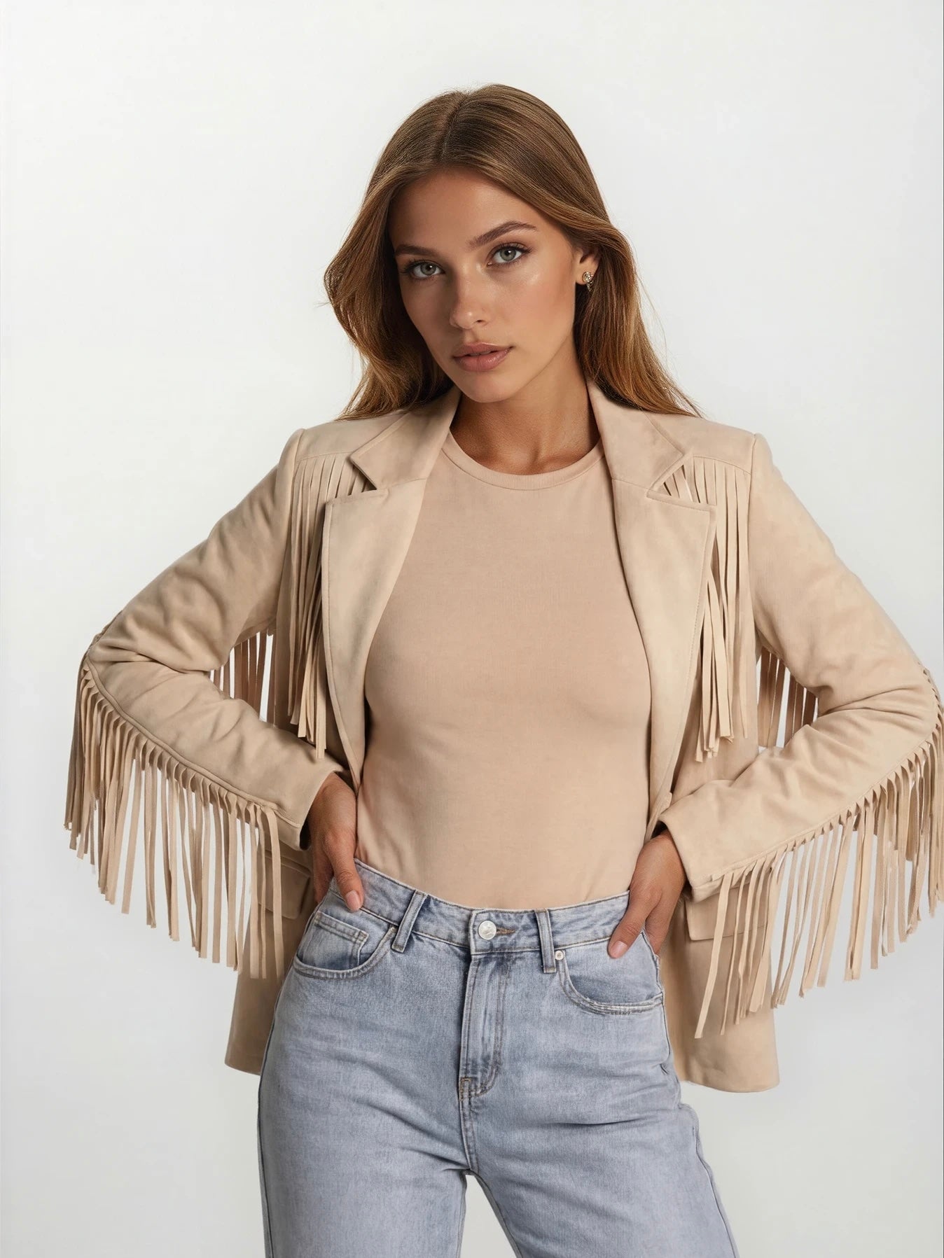 Blazer frange scamosciato