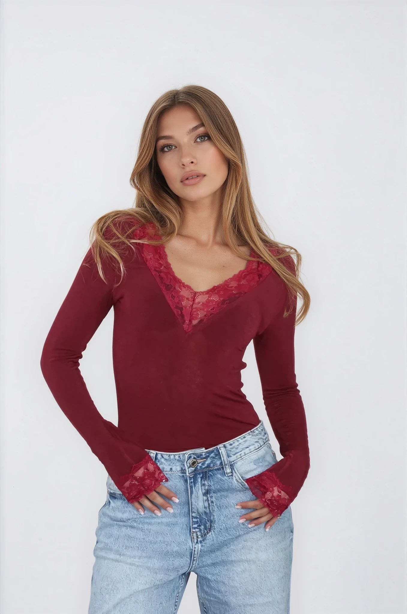 Maglia pizzo cashmere
