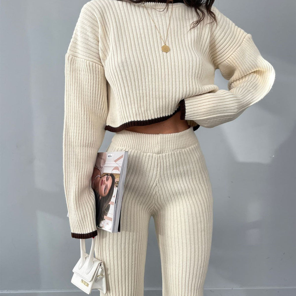Coordinato pantalone con spacco in maglia